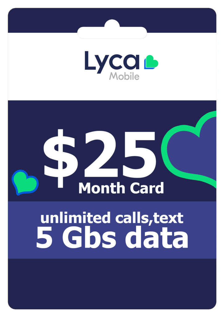 30 Day Plan Unlimited calls,text, 3Gbs Data Lyca Mobile 25 dollar plan